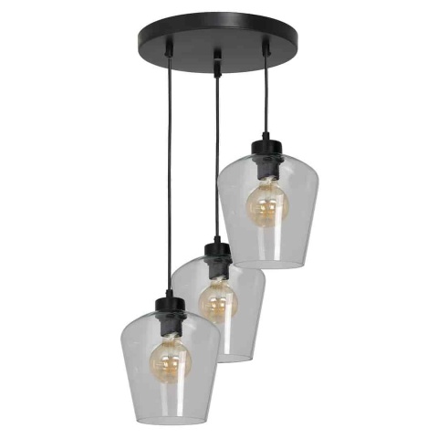 Lampa wisząca SANTIAGO CLEAR - zwis 3xE27 czarna 30 cm Milagro