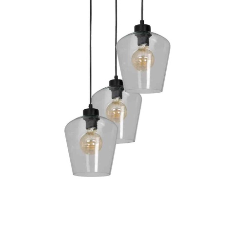 Lampa wisząca SANTIAGO CLEAR - zwis 3xE27 czarna 30 cm Milagro