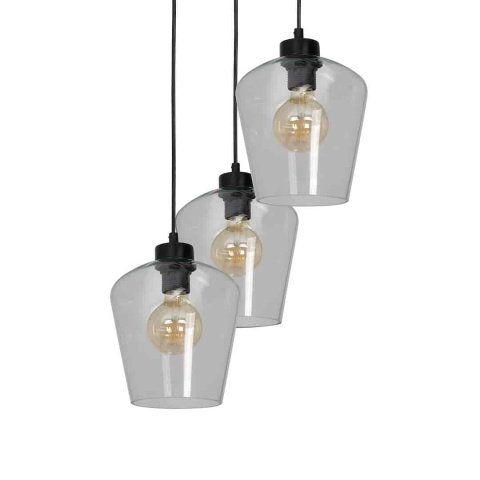 Lampa wisząca SANTIAGO CLEAR - zwis 3xE27 czarna 30 cm Milagro
