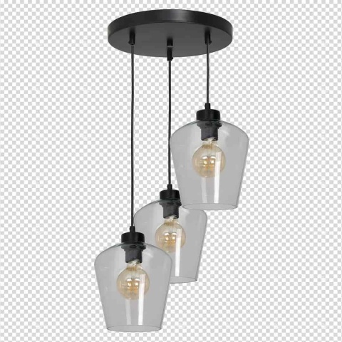 Lampa wisząca SANTIAGO CLEAR - zwis 3xE27 czarna 30 cm Milagro