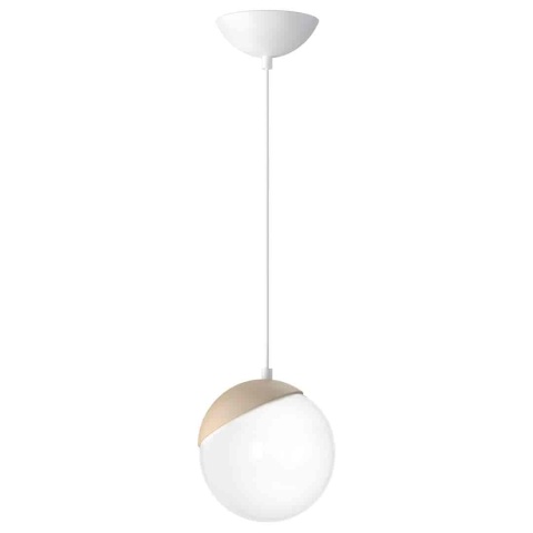 Lampa wisząca SFERA WOOD - zwis 1xE14 biała 14 cm Milagro