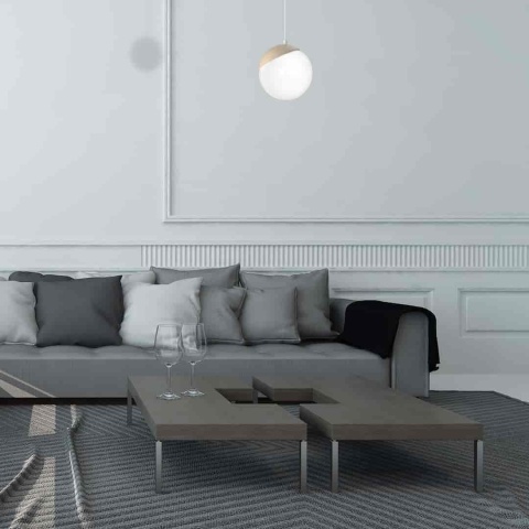 Lampa wisząca SFERA WOOD - zwis 1xE14 biała 14 cm Milagro