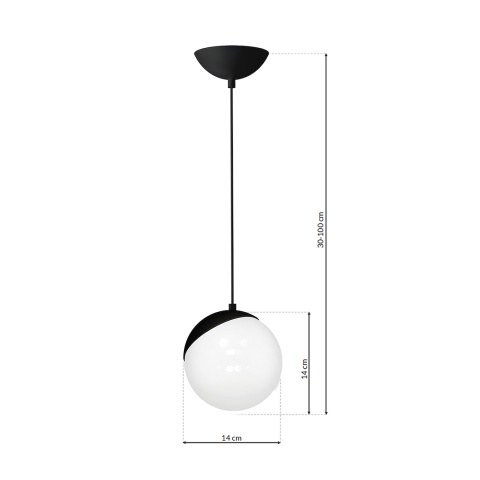 Lampa wisząca SFERA - zwis 1xE14 czarna 14 cm Milagro