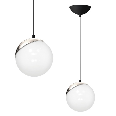 Lampa wisząca SFERA - zwis 1xE14 czarno-chromowana 14 cm Milagro