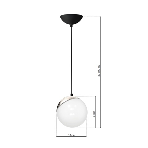 Lampa wisząca SFERA - zwis 1xE14 czarno-chromowana 14 cm Milagro