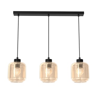 Lampa wisząca SOMBRA AMBER - zwis 3xE27 czarna 60 cm Milagro