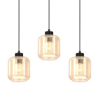 Lampa wisząca SOMBRA AMBER - zwis 3xE27 czarna 60 cm Milagro