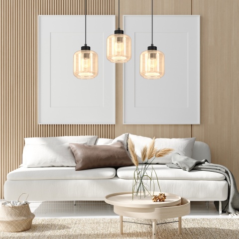 Lampa wisząca SOMBRA AMBER - zwis 3xE27 czarna 60 cm Milagro