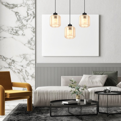 Lampa wisząca SOMBRA AMBER - zwis 3xE27 czarna 60 cm Milagro