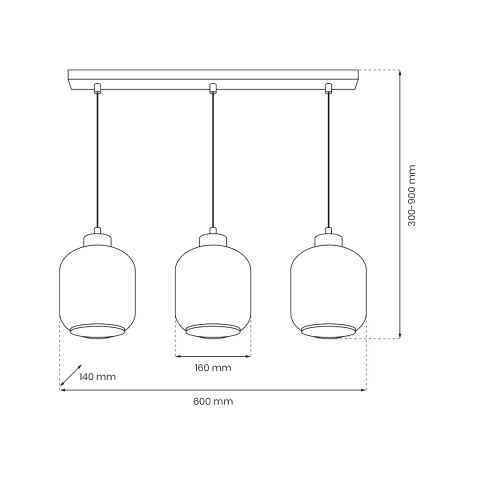 Lampa wisząca SOMBRA AMBER - zwis 3xE27 czarna 60 cm Milagro