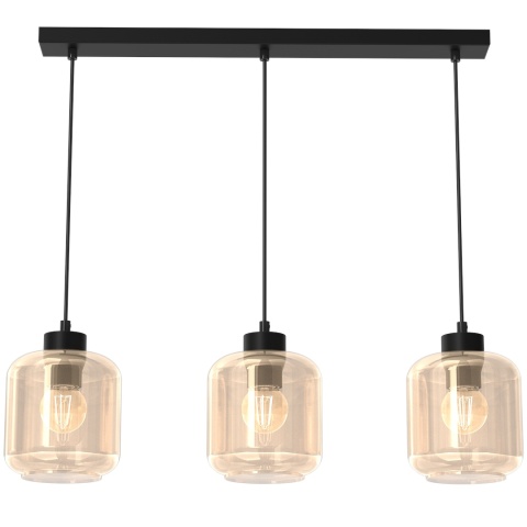 Lampa wisząca SOMBRA AMBER - zwis 3xE27 czarna 60 cm Milagro