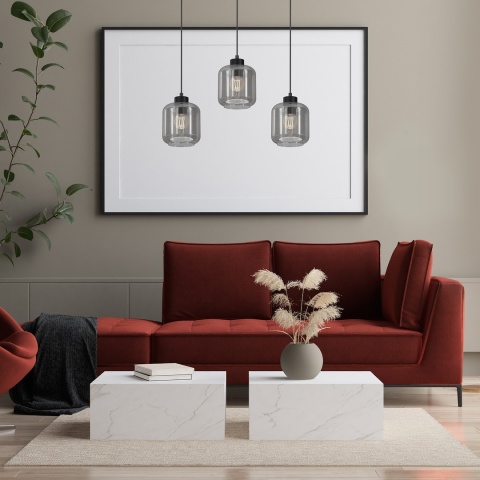 Lampa wisząca SOMBRA SMOKED - zwis 3xE27 czarna 60 cm Milagro
