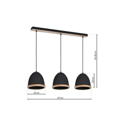 Lampa wisząca STUDIO - zwis 3xE27 czarna 65 cm Milagro