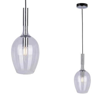 Lampa wisząca TANGO CLEAR - zwis 1xE14 chromowana 15 cm Milagro