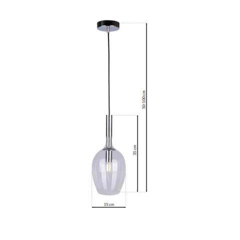 Lampa wisząca TANGO CLEAR - zwis 1xE14 chromowana 15 cm Milagro