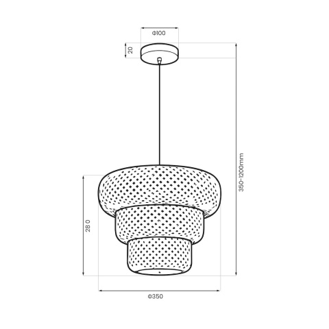 Lampa wisząca Tulum - zwis 1xE27 czarna 35 cm Milagro