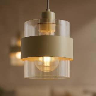 Lampa wisząca VALENTINO - zwis 1xE27 beżowa 18 cm Milagro
