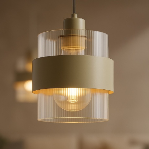 Lampa wisząca VALENTINO - zwis 1xE27 beżowa 18 cm Milagro
