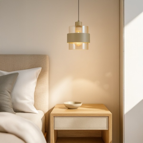 Lampa wisząca VALENTINO - zwis 1xE27 beżowa 18 cm Milagro