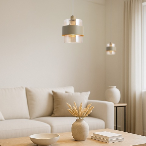 Lampa wisząca VALENTINO - zwis 1xE27 beżowa 18 cm Milagro
