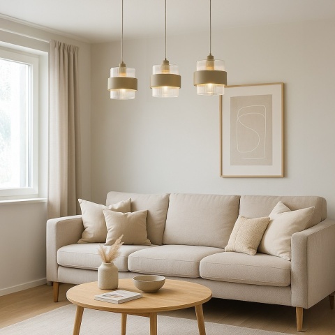 Lampa wisząca VALENTINO - zwis 1xE27 beżowa 75 cm Milagro