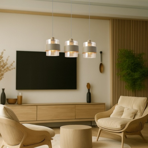 Lampa wisząca VALENTINO - zwis 1xE27 beżowa 75 cm Milagro