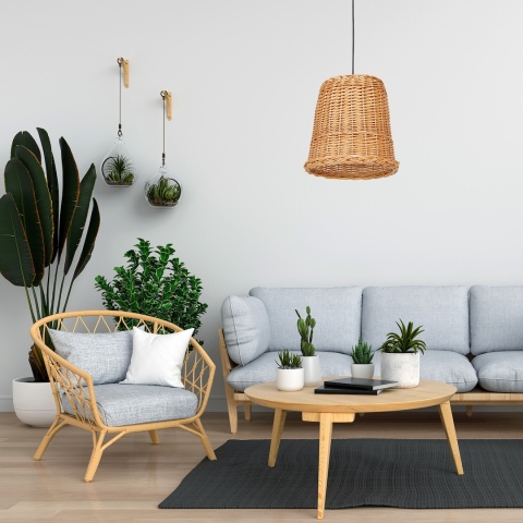 Lampa wisząca VIMINI NATURAL WOOD - zwis 1xE27 w kolorze naturalnego drewna 30 cm Milagro