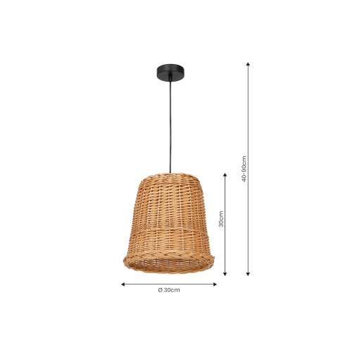Lampa wisząca VIMINI NATURAL WOOD - zwis 1xE27 w kolorze naturalnego drewna 30 cm Milagro