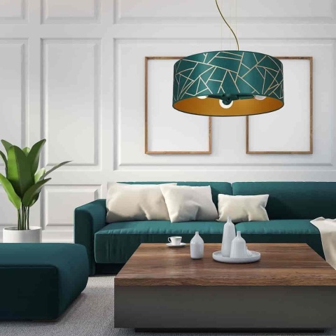 Lampa wisząca ZIGGY Bottle - zwis 3xE27 złoto-zielona 50 cm Milagro