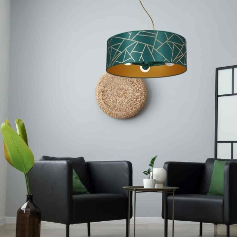 Lampa wisząca ZIGGY Bottle - zwis 3xE27 złoto-zielona 50 cm Milagro
