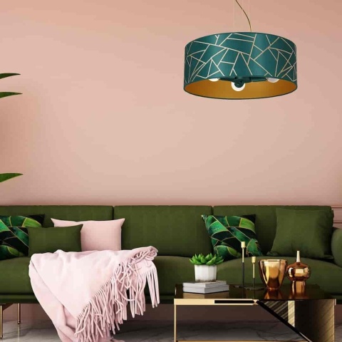 Lampa wisząca ZIGGY Bottle - zwis 3xE27 złoto-zielona 50 cm Milagro