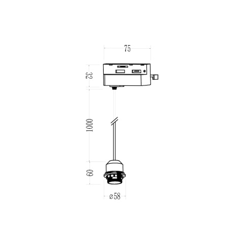 Lampa wisząca szynowa HANG do Szynoprzewodu 1 Obwodowego v2.0 - zwis 1xE27 czarna Milagro