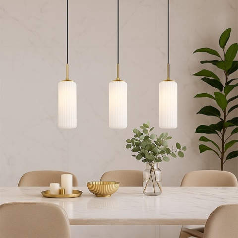 Lampa wisząca wiszaca Vesta - zwis 3xE27 złota 64 cm Milagro