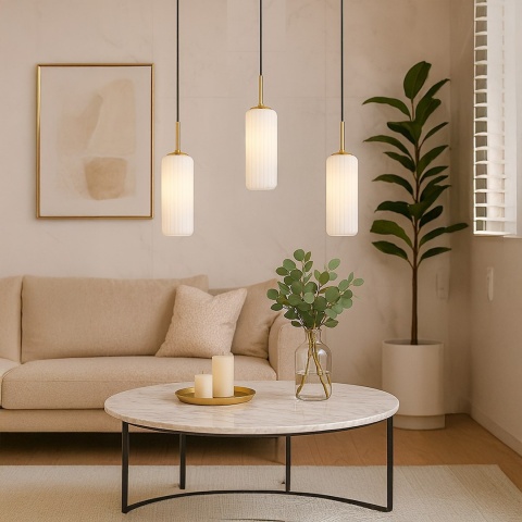 Lampa wisząca wiszaca Vesta - zwis 3xE27 złota 64 cm Milagro