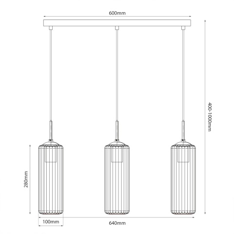 Lampa wisząca wiszaca Vesta - zwis 3xE27 złota 64 cm Milagro