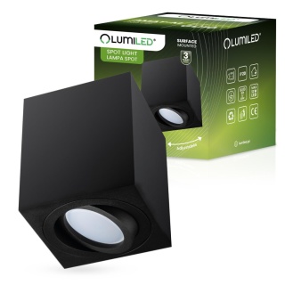 Oprawa natynkowa GU10 Spot Kubełek Tuba ruchoma kwadratowa czarna 84mm AMAT-M