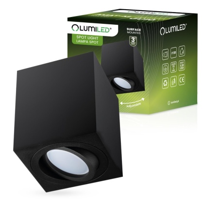 Oprawa natynkowa GU10 Spot Kubełek Tuba ruchoma kwadratowa czarna 84mm AMAT-M