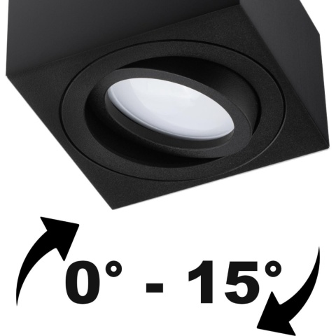 Oprawa natynkowa GU10 Spot Kubełek Tuba ruchoma kwadratowa czarna 84mm AMAT-M