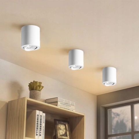 Oprawa sufitowa natynkowa halogenowa TUBA KUBEŁEK do LED GU10 ruchoma biała 84mm