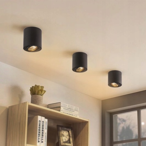 Oprawa sufitowa natynkowa halogenowa TUBA KUBEŁEK do LED GU10 ruchoma czarna 84mm