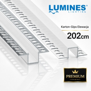 Profil LED aluminiowy PREMIUM p/t Katon-Gips Elewacja GAUDI BIAŁY 2m do taśm LED LUMINES