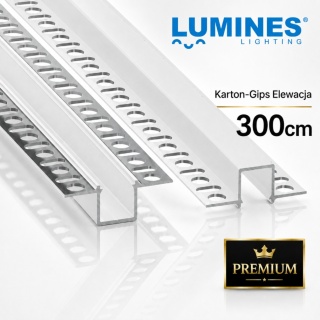 Profil LED aluminiowy PREMIUM p/t Katon-Gips Elewacja GAUDI BIAŁY 3m do taśm LED LUMINES