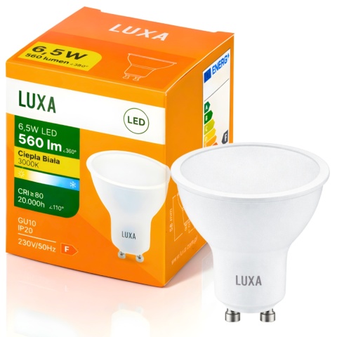 Żarówka LED GU10 6,5W = 50W 560lm 3000K Biała Ciepła Reflektor Halogen Spot