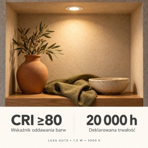 Odwzorowywanie kolorów żarówki LED LUXA GU10