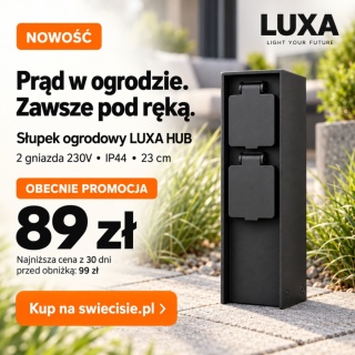 Elektryczny słupek ogrodowy z gniazdami 2x 230V zasilający czarny 23cm LUXA