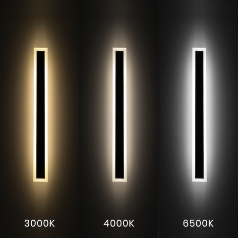 Porównanie barw światła kinkietu WOW ML1724: 3000K, 4000K i 6500K