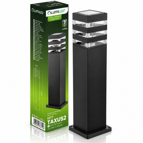 Lampa ogrodowa LUMILED TAXUS 2 50cm z opakowaniem na białym tle, z delikatnym odbiciem