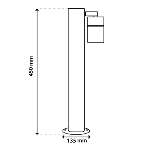 Rysunek wymiarowy lampy ogrodowej ASTI GU10 z oznaczeniem wysokości 450mm