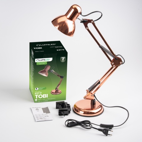 Lampka Biurkowa GLAMOUR SZKOLNA Nocna na LED E27 Regulowana KOSMETYCZNA TOBI
