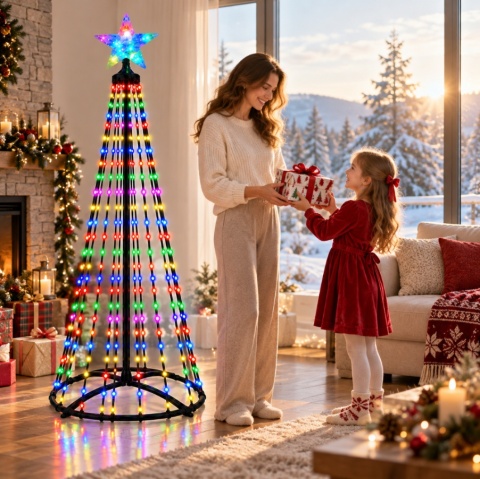 Magiczna Kolorowa Świąteczna Choinka LED 180cm 252 LED RGB Bluetooth IP65